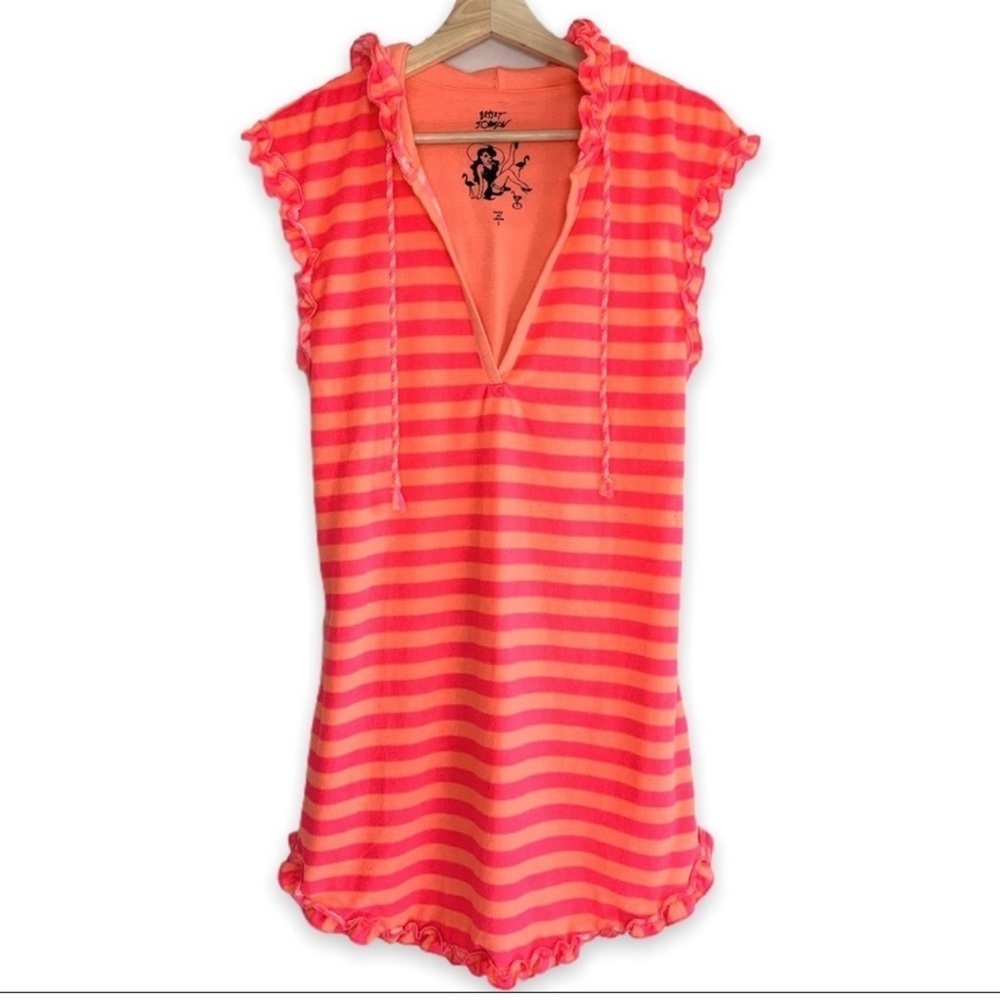 Betsey Johnson Strips and Ruffles Swim Coverup